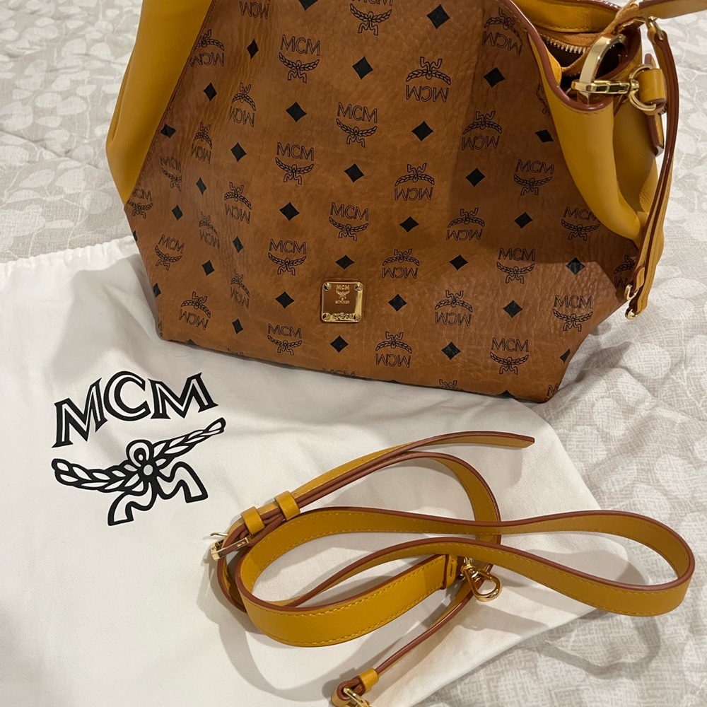 MCM Brown and Yellow Leather Shoulder Bag